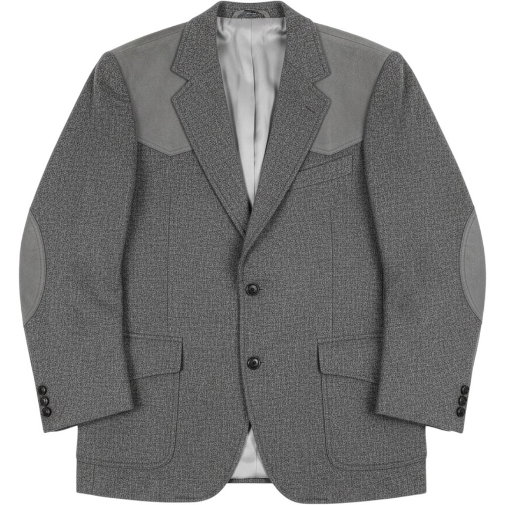 Pendleton Sport Coat 42 Long Grey Wool Western Suede Yoke Elbow Patch Academic